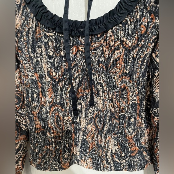 Free People Women’s Dare Me Tie-Back Velvet Blouse Black Combo Small NWOT - Picture 5 of 6